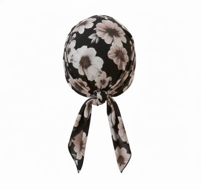 Zwarte bloemen bandana dames – zacht lichtgewicht hoofddoek haar bandana – comfortabele striksluiting – modieuze bloemprint haar accessoire