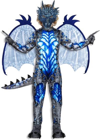 Draak Kostuum voor Kinderen met Staart, Vleugels, Masker en Handschoenen voor Halloween, Carnaval en Verkleedfeestjes van 3-12 Jaar