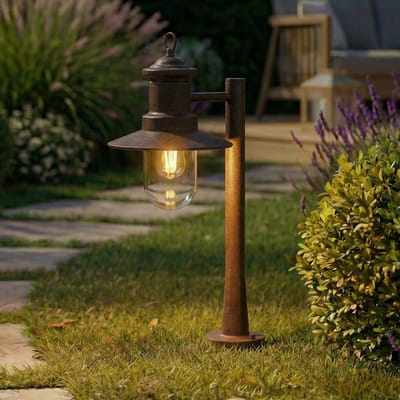 Lindby - Tuinpad verlichting - 1licht - Staal, glas - H: 60 cm - E27 - roestkleurig