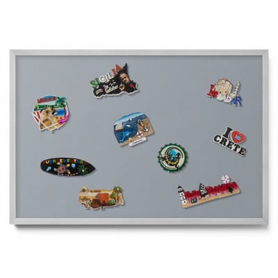 Tulup Magneetbord met Zilveren Frame - Grijs Magnetisch Bord in Verschillende Kleuren - 60 cm x 40 cm - Grijze kleur - Memobord voor Keuken - Magnetisch Wandbord - Magnetisch Bord Kindvriendelijk