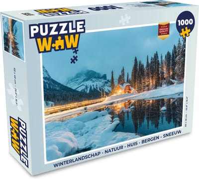 Puzzel Winterlandschap - Natuur - Huis - Bergen - Sneeuw - Legpuzzel - Puzzel 1000 stukjes volwassenen