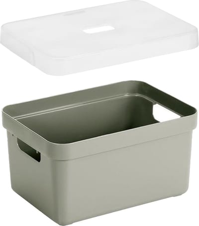 Sunware Opbergbox - mand - lichtgroen - 5 liter - kunststof - transparante deksel - 25 x 18 x 12 cm