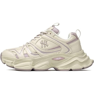 MLB New York Yankees Comfortabele Pasvorm Ademend Verhoogde Hak Lage Top Dad Schoenen Unisex Sneakers Beige Paars 3ASHCC05N-50IVS 37.5 white