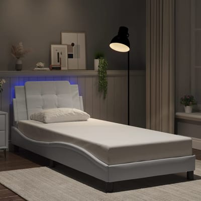 vidaXL - Bedframe - met - LED - zonder - matras - "Zadar" - wit - 80x200 - cm