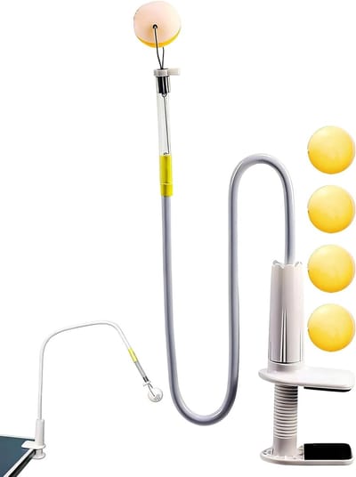 Tafeltennis Trainer - Trainingsinstrument - Vaardigheden Verbeteren - Verstelbare Tafelklem - 75 cm Lengte - Bevat 5 Ballen