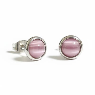 Aramat Jewels | Oorbellen | Kattenoog Oorbellen 8mm – Roze | | | |8mm | Staal | Kinderen, Volwassenen | Verkleurd niet