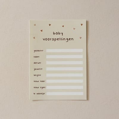 WeLikeToLove - Babyshower invulkaarten - Spelletjes - Baby voorspellingen - Voorspellingskaarten - Meisje - Jongen - Invulkaartjes - 25 stuks - A6 formaat