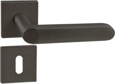 Domino® Deurkrukgarnituur DENVER-QR slim - Zwart - BB- gladde sleutel met Vierkant Rozette - Deurbeslag van aluminium - Deurklink voor kamerdeur, kantoordeur, kelderdeur en binnendeur