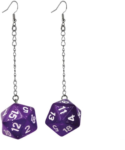 Lapi Toys - Dungeons and Dragons oorbellen - D20 - DnD - D&D - RVS - Resin - Paars