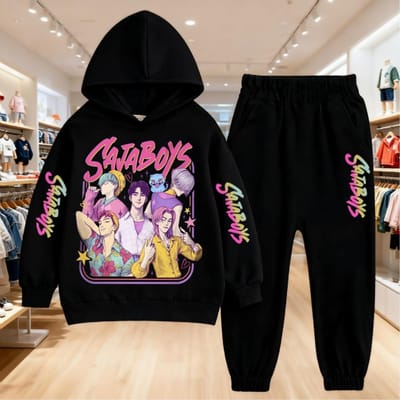 KPop Chasseurs de Démons Vêtements Imprimés en 2D Sweat à Capuche Enfant Ensemble 2 pièces Pantalon Survêtement Enfants Garçons Vêtements Filles Survêtements de Sport 160