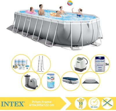Intex Prism Frame Zwembad - Opzetzwembad - 610x305x122 cm - Inclusief Filter, Zoutsysteem en Zout