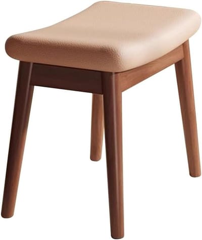Houten Kruk - Ottomaan Voetenbank - Extra Zitplaats - Met Anti-kras Pads - 43 cm Hoog - Lichtbruin