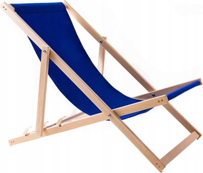 Beukenhouten ligstoel - strandstoel - Ligbed - voor strand, balkon of terras - Blauw