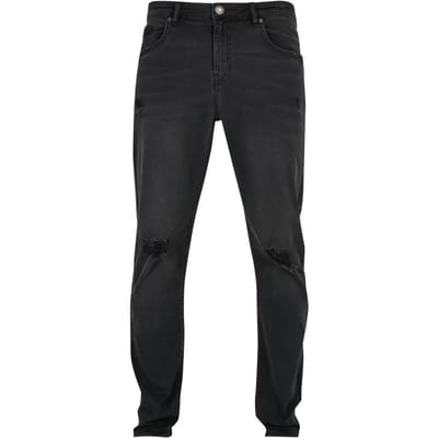 Urban Classics - Distressed Strech Denim Broek rechte pijpen - Taille, 32 inch - Zwart