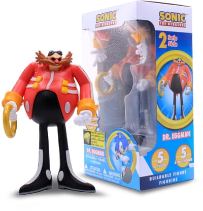 Sonic the Hedgehog Dr. Eggman Buildable Action Figure – Serie 2 Verzamelbaar Figuur met Glow-in-the-Dark Emerald – 9 cm