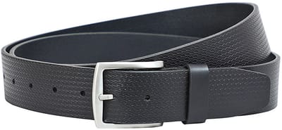 Landley Leren Herenriem met Visgraat Structuur – 4,0 cm Breed - Luxe Jeans Riem - Zwart - Lengte totaal 100 cm / Riemmaat 85