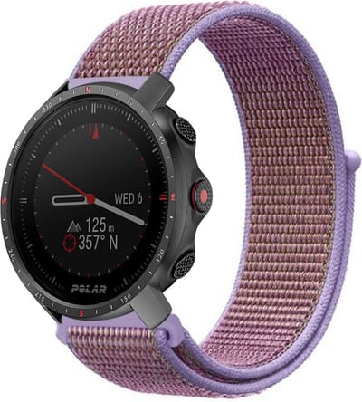 Strap-it Nylon smartwatch bandje - geschikt voor Polar Grit X / Grit X Pro / Vantage M / M2 / M3 / V3 - lila