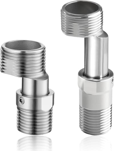 Douchekraan Adapters - S-aansluitingen - Badkamer Installatie - 360° Verstelbaar - 3/4" x 1/2" - Zilver
