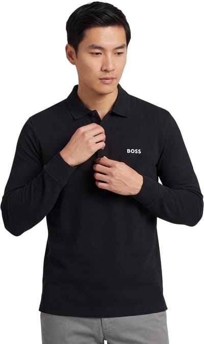 Hugo Boss polo lange mouw zwart