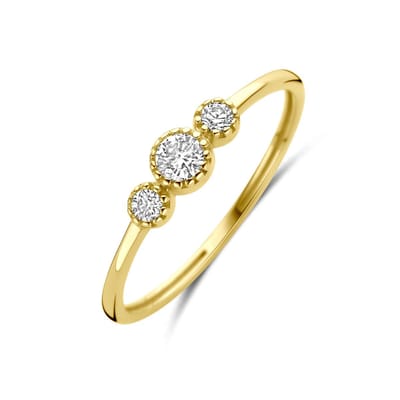 9K Geelgouden Ring met Zirkonia 8000406 – 4 mm