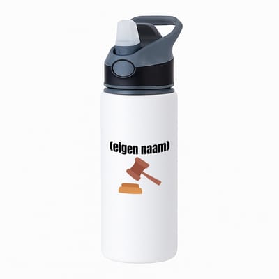 Hacebo® - rechter met hamer waterfles met rietje zwart - Advocaat - iemand die rechter is - met eigen naam - leuk cadeau voor iemand die rechter is - cadeau - kado - water fles - 650ML