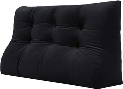 Groot Rugkussen - Wigkussen Leeskussen - Bed Hoofdeinde - Afneembare Hoes - 100cm Breed - Zwart