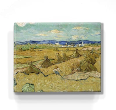 Korenschoven - Vincent van Gogh - 24x 19,5 cm - Niet van echt te onderscheiden schilderijtje op hout - Mooier dan een print op canvas - Laqueprint.
