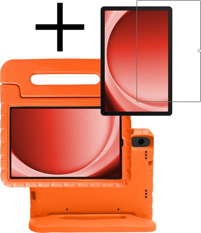 Hoes - Geschikt voor Samsung Galaxy Tab A9 - Met Screenprotector - Kinderhoes Shockproof Bumper - Kidsproof Case - Tablet Hoesje - Kinder Cover - Oranje