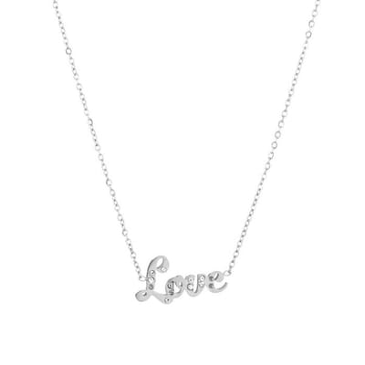 Bijoutheek Collier Love witte stenen zilver
