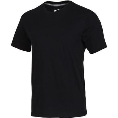 Nike Effen Logo Print Gebreid Crew Neck Korte Mouw T-Shirt Heren Tops Zwart BQ2971-010 S black