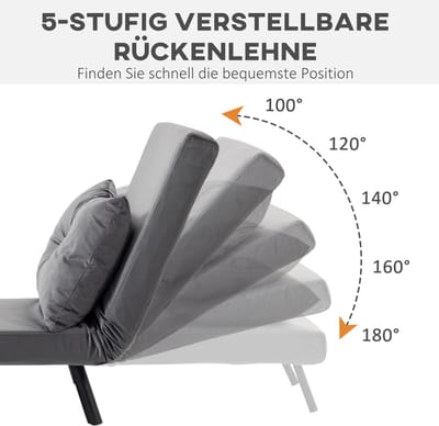 HAUSS SPOLE Fauteuil - Slaapfauteuil Met Bedfunctie - Verstelbare Rugleuning En Kussen - Voor Woonkamer En Logeerkamer - Velvet Donkergrijs