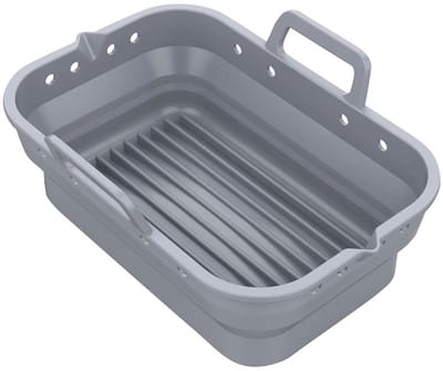 Klausberg - Opvouwbare Siliconen Airfryer Bakvorm - Herbruikbaar en Hittebestendig tot 230°C - Geschikt voor Airfryer, Oven en Magnetron - Grijs