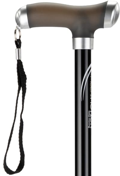 MultiMotion wandelstok met zacht siliconen handvat - Zwart - Extra comfortabel handvat