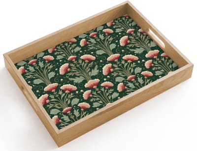 Dienblad hout 40x30 cm - Schootdienblad - Patroon - Botanisch - Kleurrijk - Borrelplank rechthoek - Plateau dienbladen