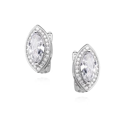 Joy|S - Zilveren elegante marquise oorbellen ovaal zirkonia - gehodineerd - leverback sluiting