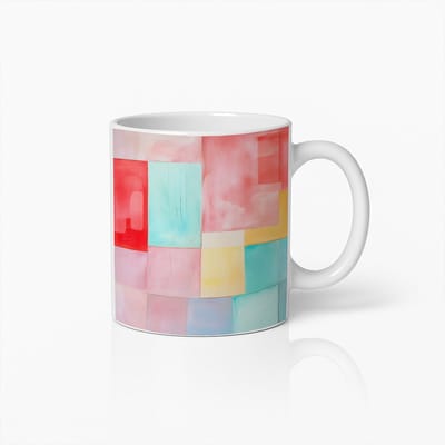 Kleurrijke Abstracte Geometrische Koffiemok – Modern Art Design – Uniek Cadeau voor Thuis en Kantoor
