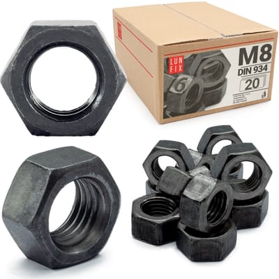 LUN FIX - Zeskantmoer M8 - 20 stuks - DIN 934 - Sterkte 6 - Regelgewinde - moeren voor schroeven