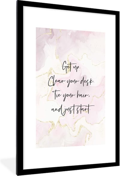 Fotolijst incl. Poster - Bureau - Student - Motivatie - Quotes - Marmer - 80x120 cm - Posterlijst