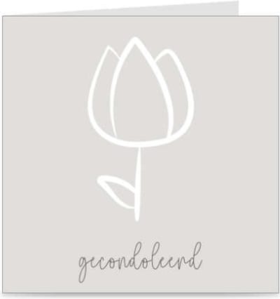 GECONDOLEERD | kaart / wenskaart met envelop | condoleance / rouwkaart | TULP