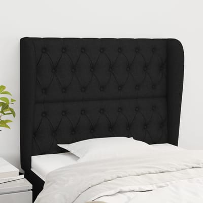 vidaXL - Hoofdbord - met - randen - 93x23x118/128 - cm - stof - zwart