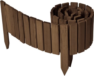 Garronda Rollborder - Flexibele houten - Gazonafscheiding - Palissade padenafscheiding - kan worden ingekort - Donkerbruin - Hoogte: 20 cm, hekje 200 cm – GD-BRU-RollborderF200