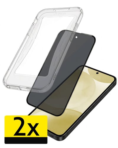 Anti-Spy Screenprotector - Geschikt voor Samsung Galaxy S24 - 2 Stuks - Met Installatie Kit - Flexibel Glas - Privacy Beschermglas - Tempered Glass - Screen Protector