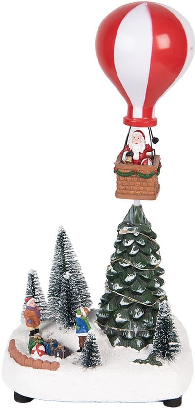 Clayre & Eef Kerstdecoratie met LED-verlichting en muziek Kerstboom 17x13x15/18 cm / 3xAA Groen Kunststof