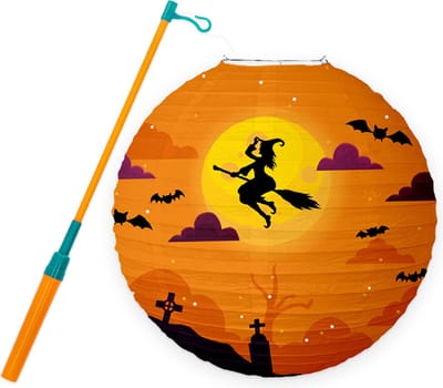 LUQ - Heks - Halloween - Lampion - Met Lichtje - Lampionstokje - Treklampion - Papier - Sint Maarten - Kind - 1 Stuk