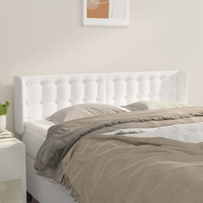 vidaXL - Hoofdbord - met - randen - 147x16x78/88 - cm - kunstleer - wit