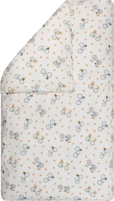 BINK Bedding Dekbedovertrek Fien 100 x 135 cm exclusief sloop - tweezijdig - fietsen - vrolijke print - multicolor - ecru - Nederlands - Dutch - baby - peuter - ledikant