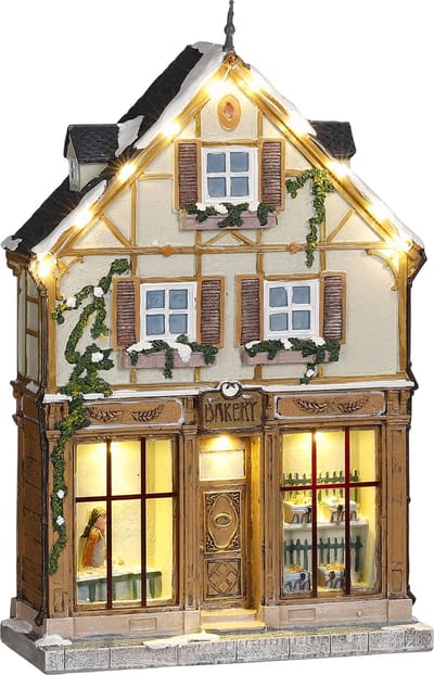 LuVille Kerstdorp Miniatuur Bakkerij - L17 x B7 x H26,5 cm