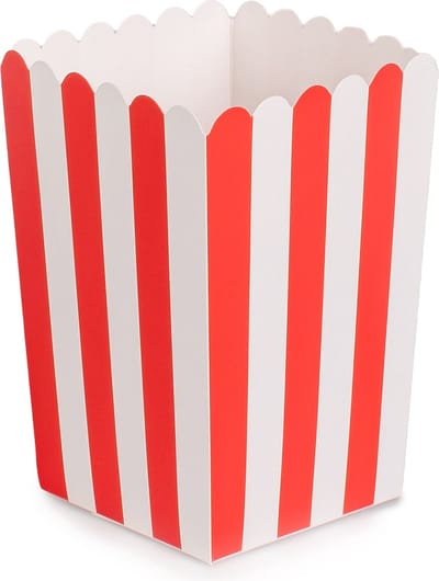PARTYDECO - 6 rood-witte kartonnen popcorndozen 7 x 12,5 cm