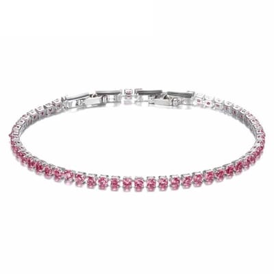 Aramat Jewels | Armbanden | Zilveren Tennisarmband Met Zirkonia | Roze | |2,5mm | Zilver | Volwassenen | Verkleurd niet