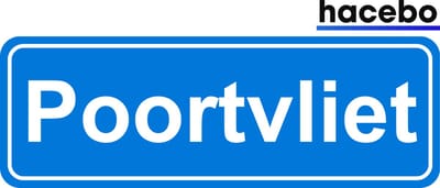 Hacebo - Plaatsnaam Sticker - 29x10 CM - Poortvliet sticker - Verkeersborden sticker - grappige cadeaus - Poortvliet